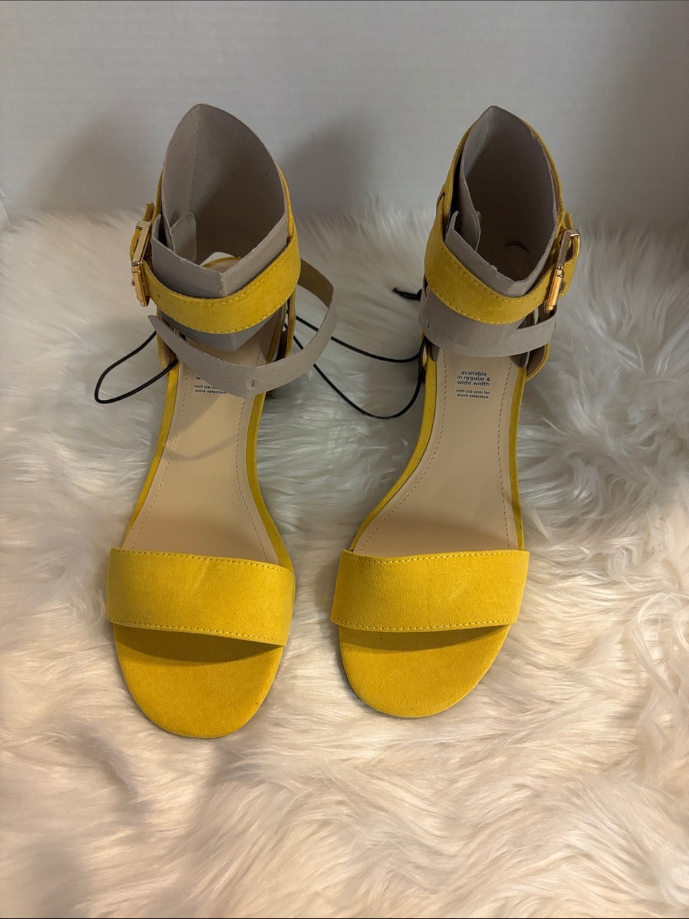Liz Claiborne Yellow and Taupe Ankle-Strap Block Heel Sandals